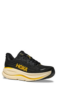 �z�J�I�l�I�l �����Y �V���[�Y �X�j�[�J�[ HOKA Bondi 9 Running Shoe Carbon Black / Yellow Gold �u���b�N