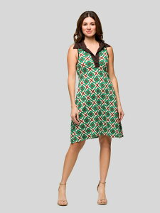 24 �Z�u���R���t�H�[�g ���f�B�[�X �g�b�v�X �����s�[�X �~�j �m�[�X���[�u 24seven Comfort Apparel Brown and Green Sleeveless Collared Mini Dress Green Multi �O���[��