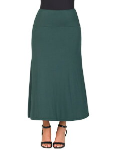 24 �Z�u���R���t�H�[�g ���f�B�[�X �{�g���X�J�[�g �v�` �}�L�V 24seven Comfort Apparel Petitelastic Waist Maxi Skirt Hunter