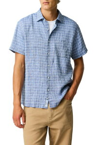 ���b�h�A���h�O�� �����Y �g�b�v�X �V���c �R�b�g�� ���l�� Rodd & Gunn Croftview Check Short Sleeve Linen & Cotton Button-Up Shirt Eclipse �`�F�b�N