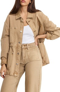 �O�b�h�A�����J�� ���f�B�[�X �A�E�^�[ �W���P�b�g�E�u���]�� �V���c Good American Oversize Canvashirt Jacket Good Khaki001