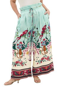 �V�e�B�[�V�b�N ���f�B�[�X �{�g���X ���M���X ���C�h���b�O �v�����g �p���c City Chic Athena Mixed Print Wide Leg Pants Hero Dreamscape