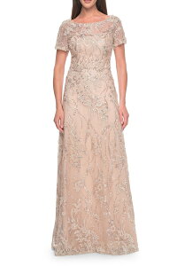 ���t�F�� ���f�B�[�X �g�b�v�X �����s�[�X La Femme Gorgeous Beaded Mother of the Bride Dress withigh Neckline Blush �u���b�V��