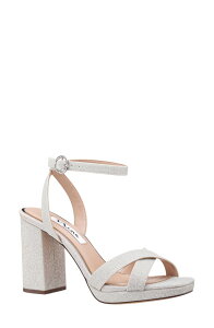 �j�i ���f�B�[�X �V���[�Y �T���_�� �v���b�g�t�H�[�� �A���N�� Nina Sheilankle Straplatform Sandal Silver Fantasy Net �V���o�[