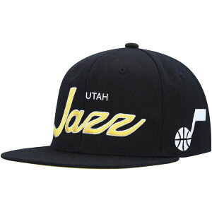 �~�b�`�F��&�l�X �����Y �A�N�Z�T���[ �X�q Men's Mitchell & Ness Black Utah Jazz Hardwood Classicscript 2.0 Snapback Hat Black �u���b�N