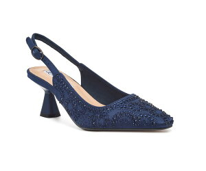 ���f�B�N�`���[�� ���f�B�[�X �V���[�Y �q�[�� LADY COUTURE Geometric Rhinestone Design Slingback Pump Navy �l�C�r�[