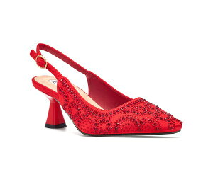 ���f�B�N�`���[�� ���f�B�[�X �V���[�Y �q�[�� LADY COUTURE Geometric Rhinestone Design Slingback Pump Red ���b�h