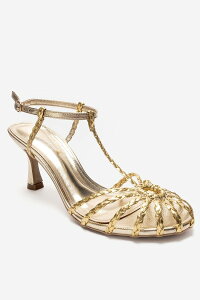 �v�����[�O�V���[�Y ���f�B�[�X �q�[�� Prologue Shoes Gerald Woven Strap Stiletto Pump Gold �S�[���h