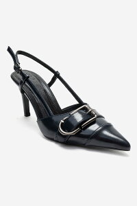 �v�����[�O�V���[�Y ���f�B�[�X �p���v�X Prologue Shoes Noen Buckle Pointed Toe Stiletto Pump Navy �l�C�r�[