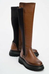 �v�����[�O�V���[�Y ���f�B�[�X �u�[�c�E���C���u�[�c Prologue Shoeshadow Knee High Boot Cognac Faux Leather