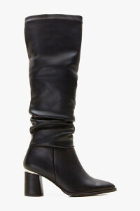 �v�����[�O�V���[�Y ���f�B�[�X �u�[�c�E���C���u�[�c �q�[�� Prologue Shoes Vianella Block Heel Knee High Boot Black Faux Leather �u���b�N