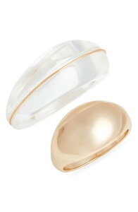 �I�[�v���G�f�B�b�g ���f�B�[�X �A�N�Z�T���[ �w�� Open Edit Set of 2 Statement Rings Clear- Gold �S�[���h