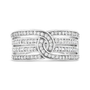�n�E�X�I�u�u�����A���X ���f�B�[�X �A�N�Z�T���[ �w�� Haus of Brilliance Silver 1/2 Cttw Diamond Multi-Row Bypass Band Ring Silver �V���o�[