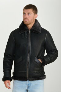 �t�@�[�j�b�N UK �����Y �A�E�^�[ �W���P�b�g�E�u���]�� FURNIQ UK Frederick Shearling Aviator Jacket Black / Brissa Wool �u���b�N