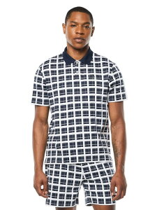 �Z���W�I�^�b�L�[�j �����Y �g�b�v�X �|���V���c Sergio Tacchini Damarindo Check Polo Maritime Blue �u���[