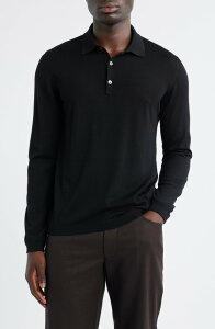 �W���b�N�r�N�^�[ �����Y �g�b�v�X �|���V���c �E�[�� �Z�[�^�[ �V���N Jack Victor Long Sleeve Wool & Silk Polo Sweater Black �u���b�N