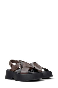 �J���y�[�� ���f�B�[�X �V���[�Y �q�[�� �v���b�g�t�H�[�� �T���_�� Camper Tasha X-Straplatform Sandal Medium Brown �u���E��