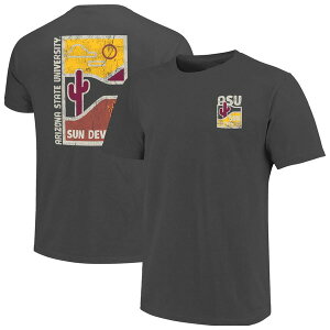 �C���[�W���� �����Y �g�b�v�X T�V���c �~�j �O���t�B�b�N IMAGE ONE Men's Graphite Arizona State Sun Devils Comfort Colors Minimal Vista Distressed Graphics T-Shirt Graphite �O���t�@�C�g