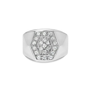 �n�E�X�I�u�u�����A���X �����Y �A�N�Z�T���[ �w�� Haus of Brilliance Men'silver 1/2 Cttw Multi-Diamond Hexagon Frame Ring Silver �V���o�[