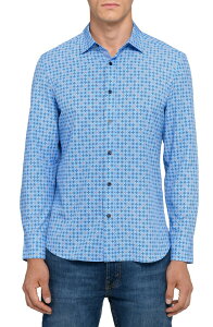 �R���X�g���N�g �����Y �g�b�v�X �V���c CONSTRUCT Quadruple Diamond Woven Long Sleeve Basichambray Blue �u���[