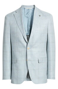 �W���b�N�r�N�^�[ �����Y �A�E�^�[ �W���P�b�g�E�u���]�� �E�[�� �V���N �R�[�g Jack Victor Midland Contemporary Fit Light Blue Check Wool & Silk Blend Sport Coat Light Blue �u���[