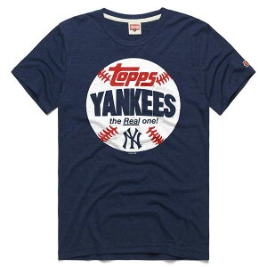 �I�}�[�W�� �����Y �g�b�v�X T�V���c Men's Homage Navy New York Yankees MLB x Topps Baseball The Real One Tri-Blend T-Shirt Navy �l�C�r�[