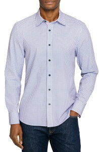 �R���X�g���N�g �����Y �g�b�v�X �V���c �X�����t�B�b�g CONSTRUCT Slim Fit Round Geo Woven Long Sleeve Basic Shirt Pink �s���N