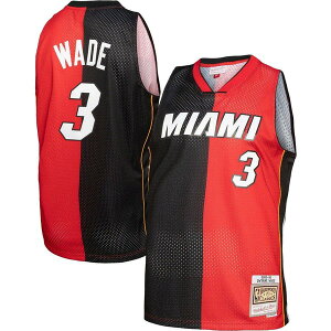 �~�b�`�F��&�l�X �����Y �g�b�v�X �V���c �g�[�� �W���[�W�[ Men's Mitchell & Ness Dwyane Wade Black/Red Miami Heat Big & Tall Hardwood Classics 2005/06 Split Swingman Jersey Black �u���b�N