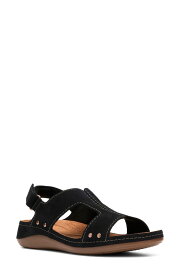 クラークス レディース シューズ ヒール サンダル Clarks Cecily Sun Slingback Sandal (Women) BLACK NUBUCK ブラック