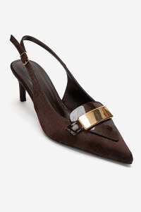 �v�����[�O�V���[�Y ���f�B�[�X �p���v�X Prologue Shoesollenne Stiletto Pump Brown Satin �u���E��