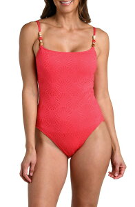 ���u�����J ���f�B�[�X �g�b�v�X �����s�[�X La Blanca Shell Bound Beaded Strap One-Piece Swimsuit GUAVA