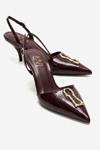 �v�����[�O�V���[�Y ���f�B�[�X �p���v�X Prologue Shoes Yvella Buckle Pointed Toe Stiletto Pump Burgundy Print �o�[�K���f�B
