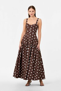 �j�R���X�J�[�N�E�b�h ���f�B�[�X �g�b�v�X �����s�[�X NICHOLAS Valeria Dress MOCHA POLKA DOT ���J