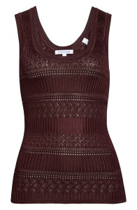 ���F���j�J �x�A�[�h ���f�B�[�X �g�b�v�X �V���c �j�b�g Veronica Beard Sandra Open Knitank Top RAISIN