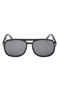 �g���E�t�H�[�h �����Y �A�N�Z�T���[ �T���O���X�E�A�C�E�F�A TOM FORD Rosco 58mm Navigator SunglassesHINY BLACK / LOGO / SMOKE �u���b�N