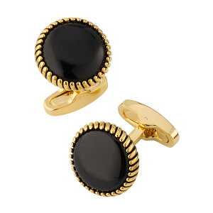 �����N�A�b�v �����Y �A�N�Z�T���[ �J�t�X�{�^�� Link Up Round Cufflinks with Texture Border Black/ Gold �u���b�N