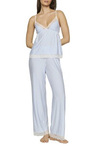 �G�o�[�W�F�C ���f�B�[�X �A���_�[�E�F�A �i�C�g�E�F�A ���[�X�g���� ���[�X Eberjey Isla Stripe Lace Trim Pajamas REGATTA STRIPE WHITE �z���C�g