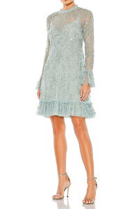 �}�b�N�_�K�� ���f�B�[�X �g�b�v�X �����s�[�X �~�j �X�p���R�[�� Mac Duggal Sequin Long Sleeve Mini Dresseafoam