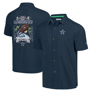 �g�b�~�[�o�n�} �����Y �g�b�v�X �V���c Men's Tommy Bahama Navy Dallas Cowboys Tidal Kickoff Camp Button-Up Shirt Navy �l�C�r�[