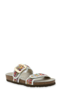 �i�I�g ���f�B�[�X �V���[�Y �q�[�� �T���_�� Naot Nashville Double Band Slide Sandal Pink Marigold White Leather �z���C�g