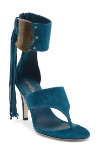 �W�F�t���[ �L�����x�� ���f�B�[�X �V���[�Y �q�[�� �T���_�� �A���N�� Jeffrey Campbell I Dare U Ankle Cuff Sandal Dusty Turquoise Suede �^�[�R�C�Y