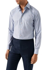�G�g�� �����Y �g�b�v�X �V���c �X�����t�B�b�g �R�b�g�� Eton Check Slim Fit Organicotton Dresshirt Light Blue �u���[