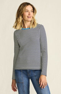 �����Y�G���h ���f�B�[�X �g�b�v�X T�V���c �v���X�T�C�Y �v�` �g�[�� �R�b�g�� Lands' End Cotton Rib T-shirt (Petite Plus Regular Tall) Deep Sea Navy Tiny Stripe �l�C�r�[