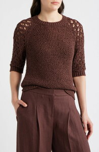 �{�X ���f�B�[�X �g�b�v�X �V���c �j�b�g BOSS Fanuka Tape Yarn Open Knitop MOCHA ���J