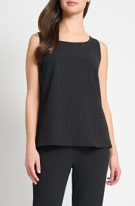 �~���E�H�� ���f�B�[�X �g�b�v�X �V���c �N���[�v Ming Wang Deco Scoop Neck Stretch Crepe Tank BLACK �u���b�N