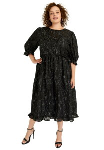 �W���[���v���X���B ���f�B�[�X �g�b�v�X �����s�[�X �v���X�T�C�Y �g�[�� June + Vie Metallic Jacquardress (Plus Regular) BLACK ONYX �u���b�N