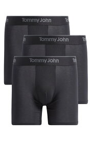 トミージョン メンズ アンダーウェア ボクサーパンツ Tommy John Second Skin 6-Inch Boxer Briefs (3-Pack) BLACK ブラック