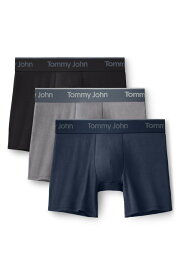 トミージョン メンズ アンダーウェア ボクサーパンツ Tommy John Second Skin 6-Inch Boxer Briefs (3-Pack) BLACK/ MEDIUM GREY/ BLUES ブラック