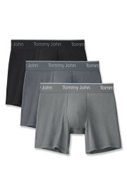 トミージョン メンズ アンダーウェア ボクサーパンツ Tommy John Second Skin 6-Inch Boxer Briefs (3-Pack) BLACK/TURBULENCE/MONUMENT ブラック