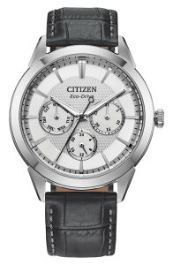 �V�`�Y�� �����Y �A�N�Z�T���[ �r���v ���U�[ Citizen Rolan Eco-Drive Leather Strap Watch 40mm WHITE/ GREY MULTI �z���C�g